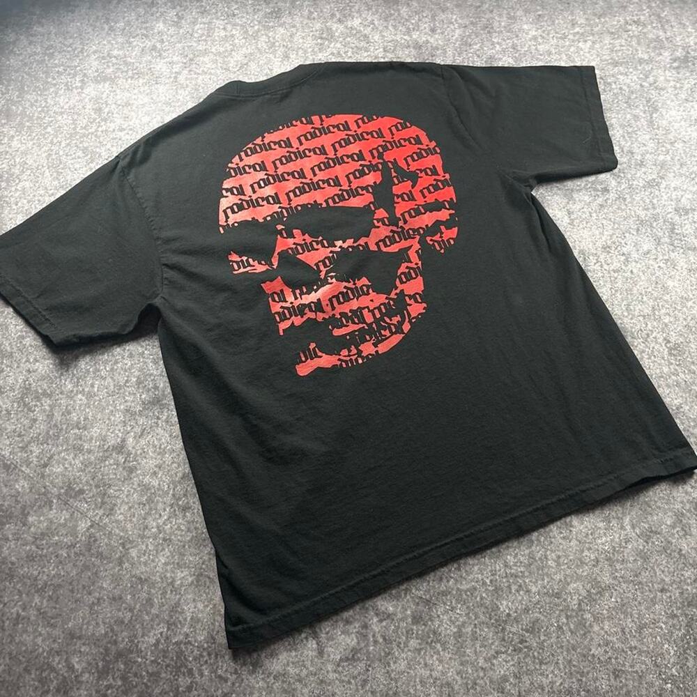 Shaka Wear Radical Men’s Large Skull Graphic Tee Black Heavyweight Grunge